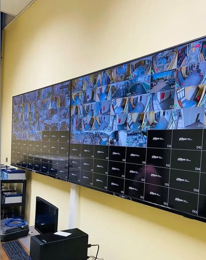 Actual CCTV monitoring wall and surveillance control setup